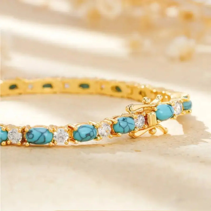 Bracciale con Pietra Turchese Naturale | Oro