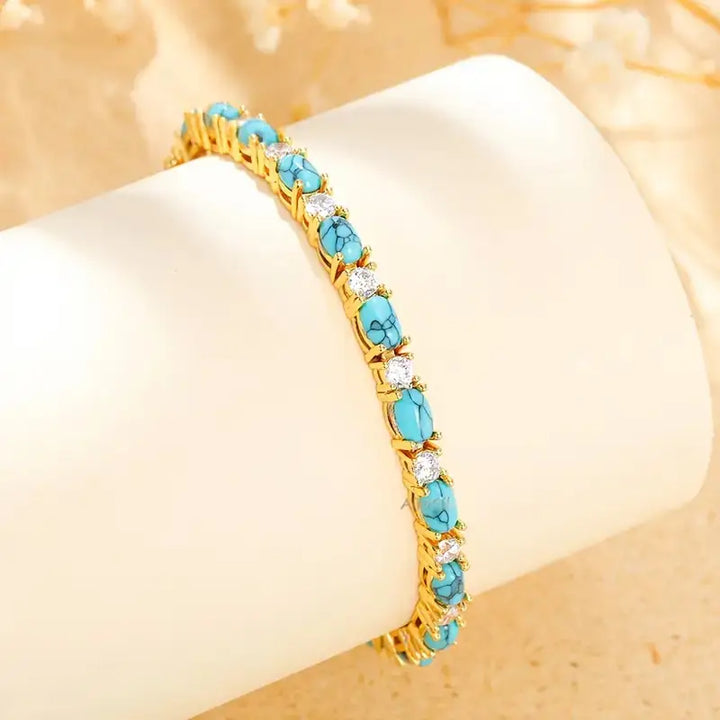 Bracciale con Pietra Turchese Naturale | Oro