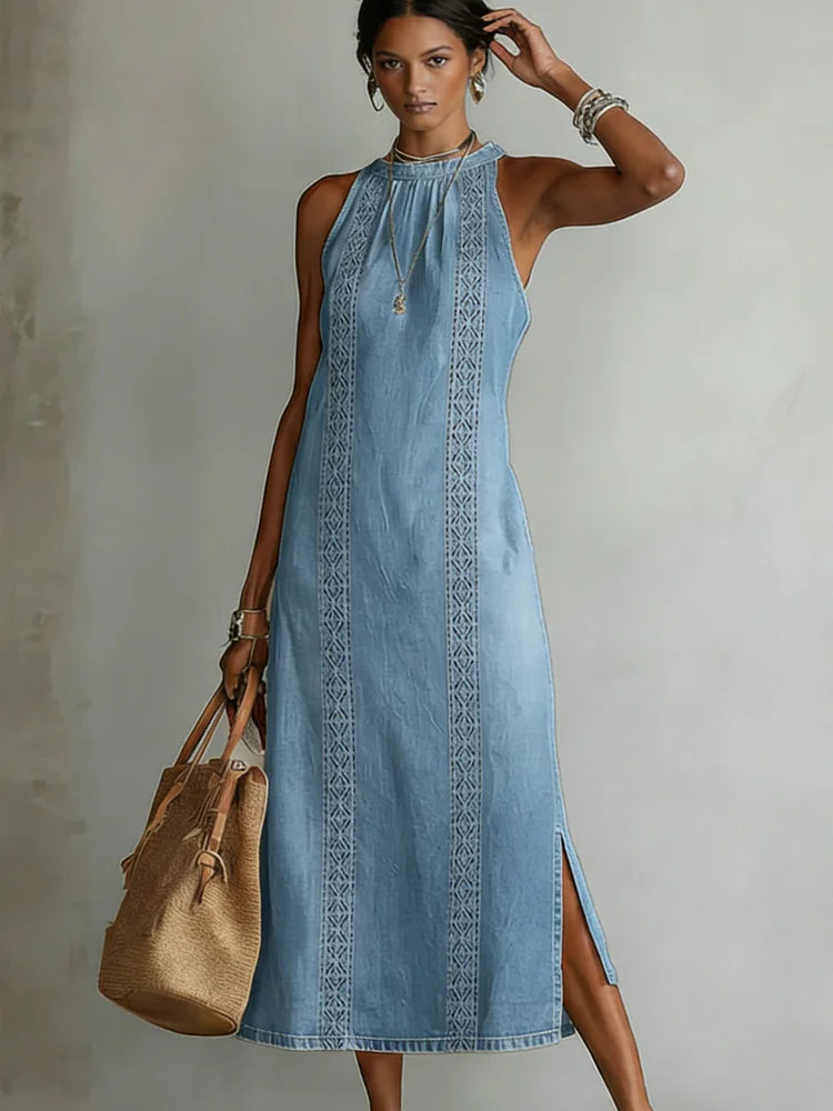 Julia™ | Vestito in Denim con Pizzo Retro