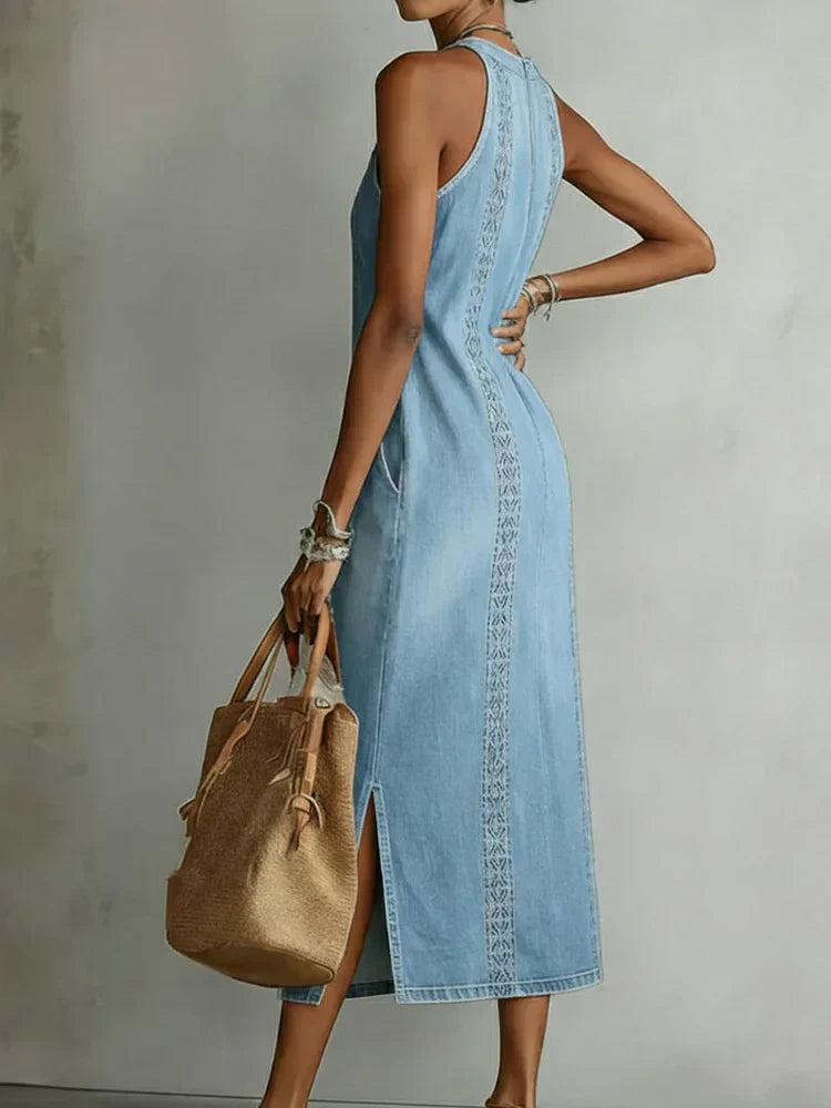 Julia™ | Vestito in Denim con Pizzo Retro