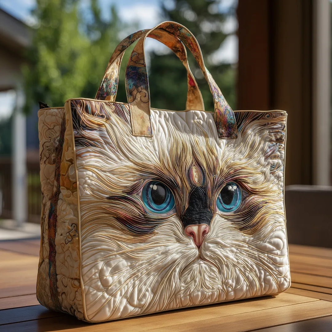 Borsa Artigianale - Gatto Bianco Occhi Blu