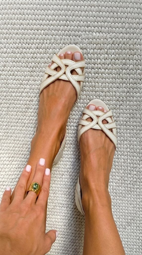 Ambra | Sandali Intrecciati Crema Eleganti