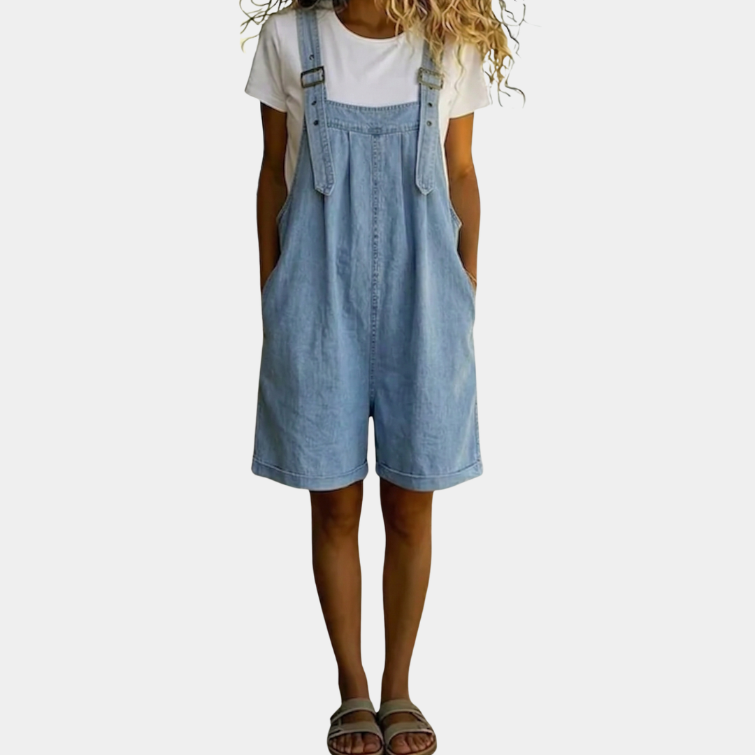 Clara™ | Salopette Corto Denim Blu Chiaro