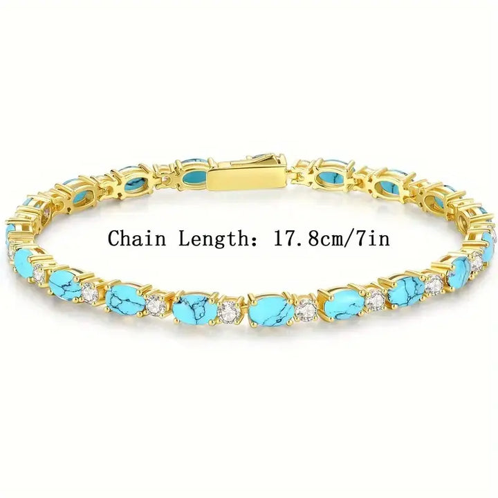 Bracciale con Pietra Turchese Naturale | Oro