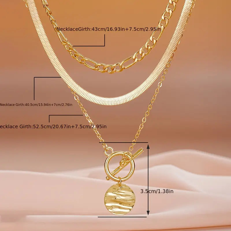 Collana a strati con monete testurizzate Savira | Oro