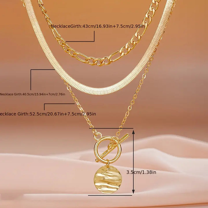 Collana a strati con monete testurizzate Savira | Oro