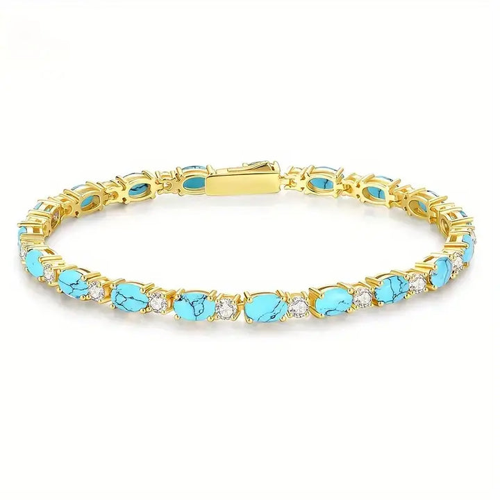 Bracciale con Pietra Turchese Naturale | Oro