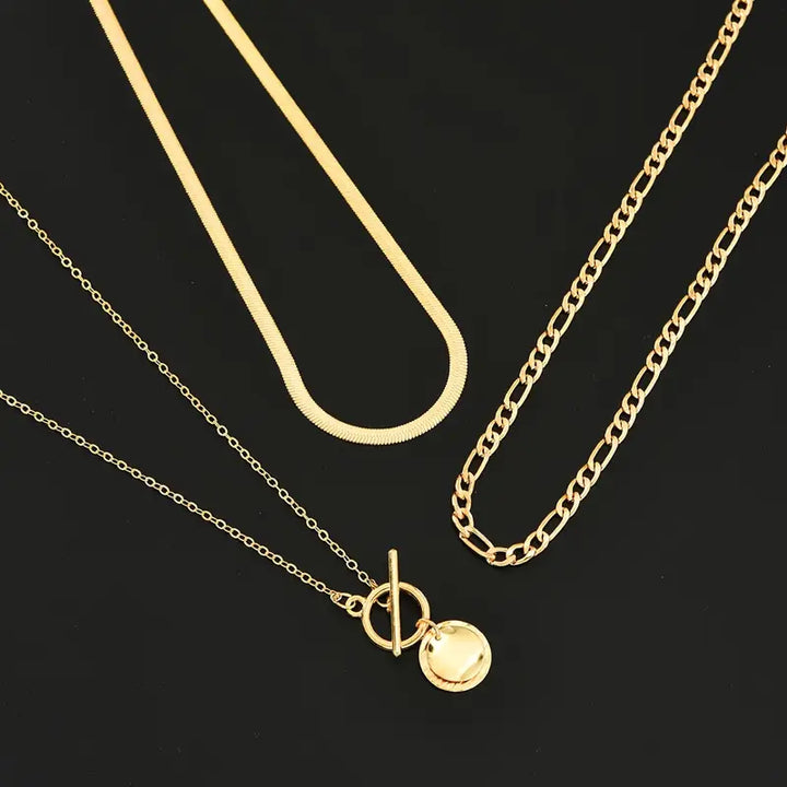 Collana a strati con monete testurizzate Savira | Oro