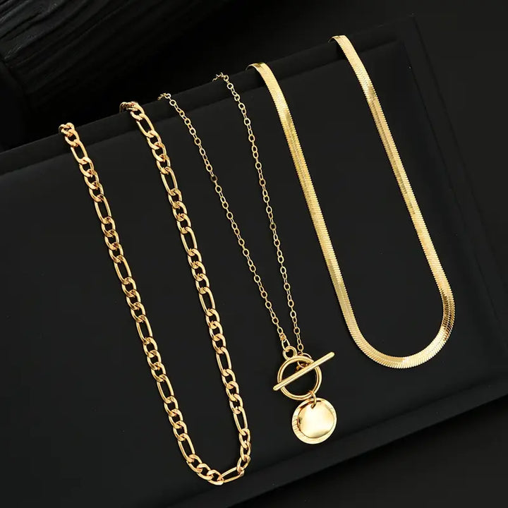 Collana a strati con monete testurizzate Savira | Oro