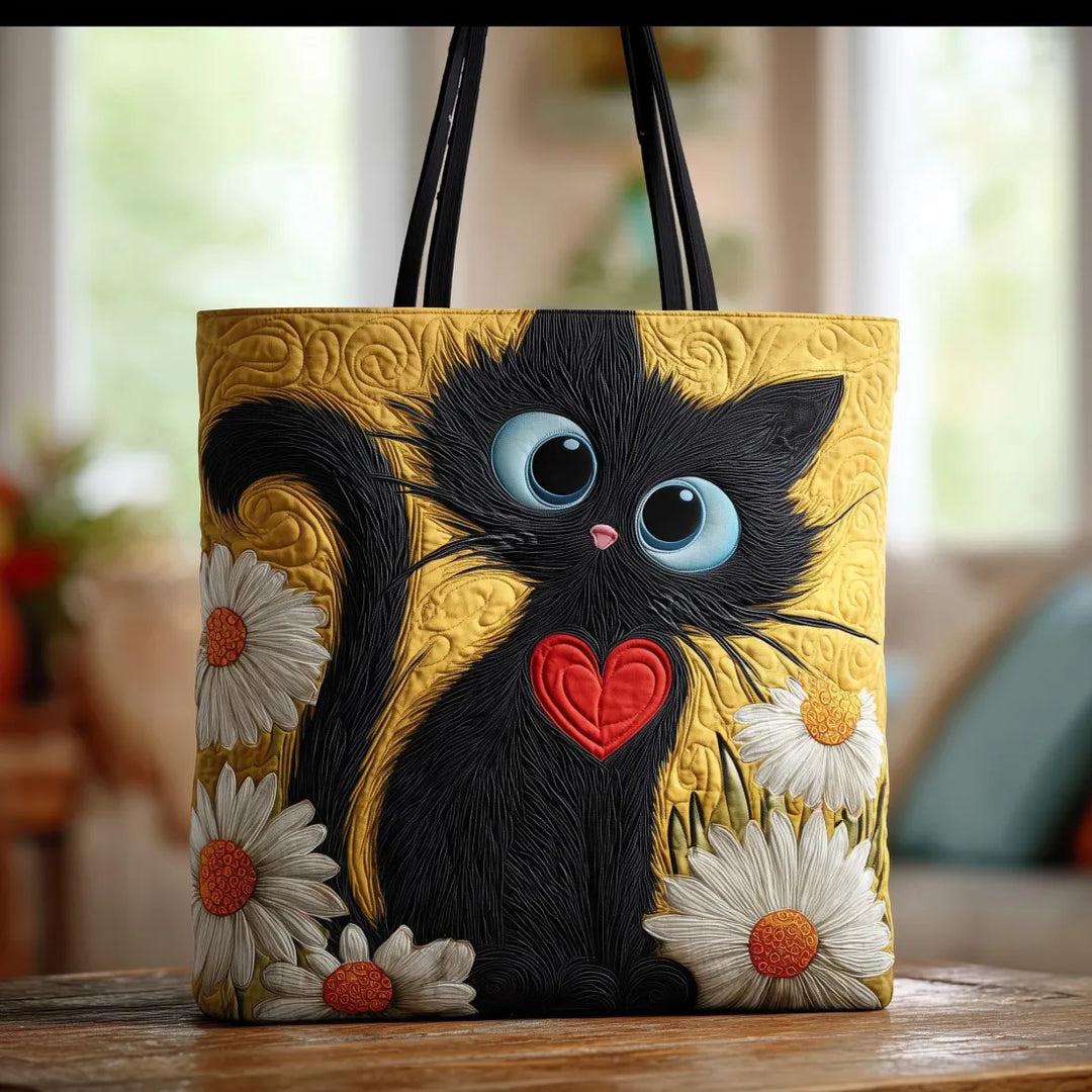 Borsa Artigianale - Gatto Nero e Margherite