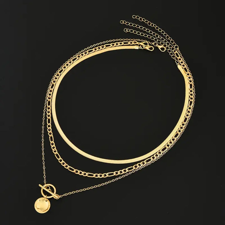 Collana a strati con monete testurizzate Savira | Oro