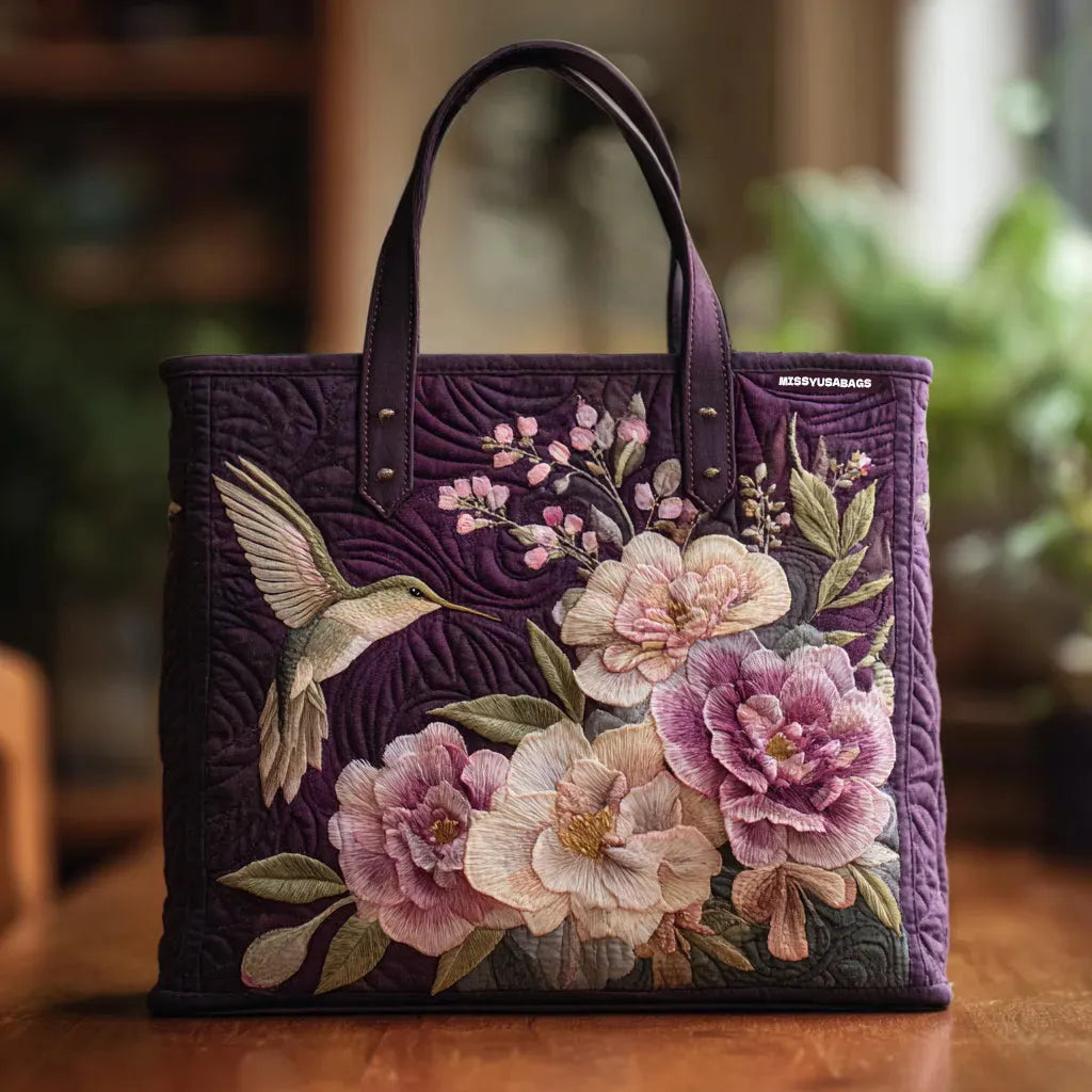 Borsa Artigianale - Colibrì e Orchidee Matelassé