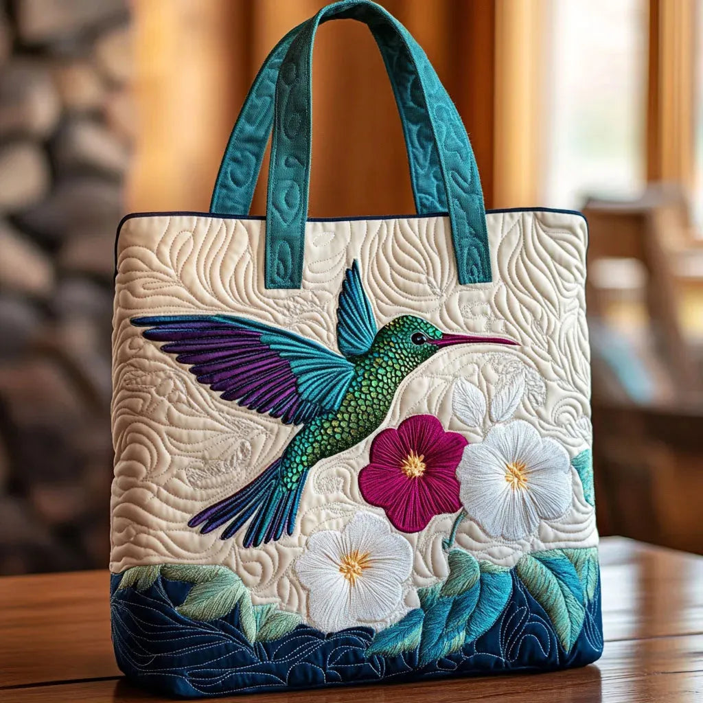 Borsa Artigianale - Colibrì e Fiore Bianco