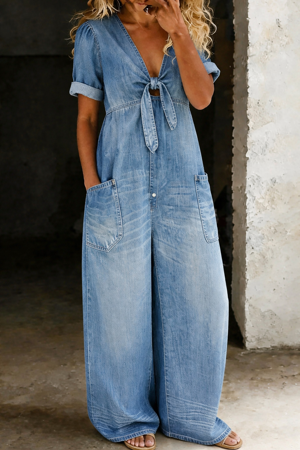 Maya™ | Salopette in Denim con Scollo a V