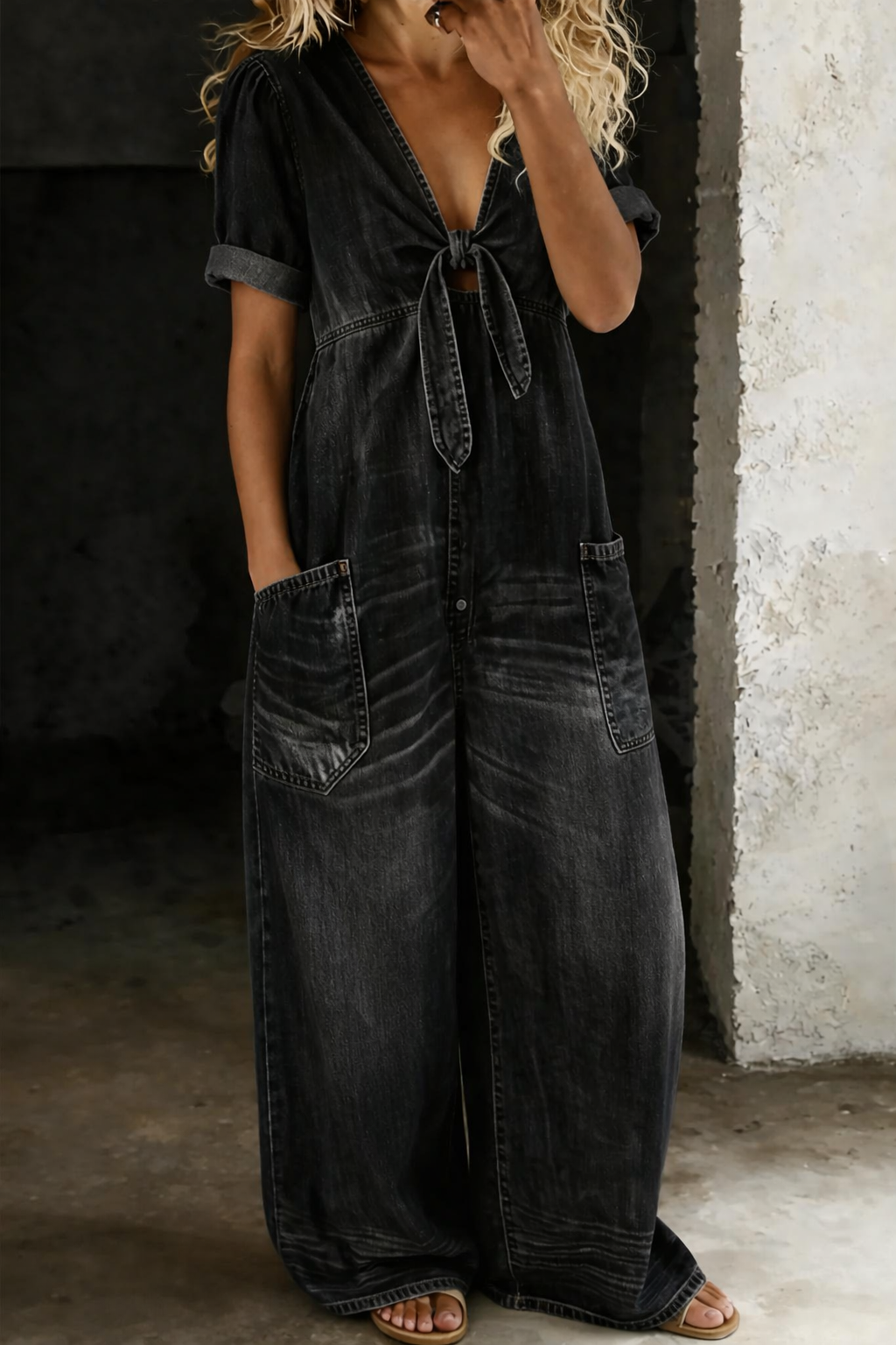 Maya™ | Salopette in Denim con Scollo a V