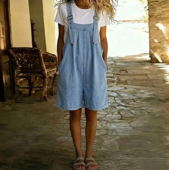 Clara™ | Salopette Corto Denim Blu Chiaro