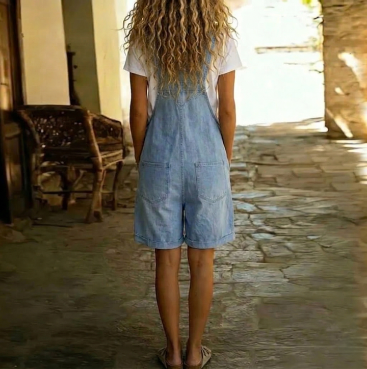 Clara™ | Salopette Corto Denim Blu Chiaro