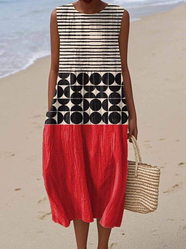 Janete - Vestito Midi Colorblock Vivace