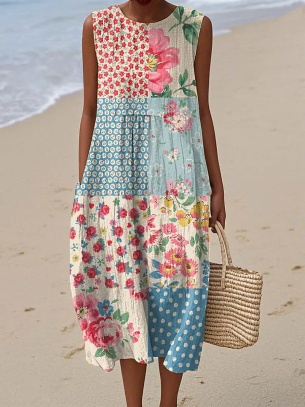 Anabela - Vestito Midi Patchwork Colorato