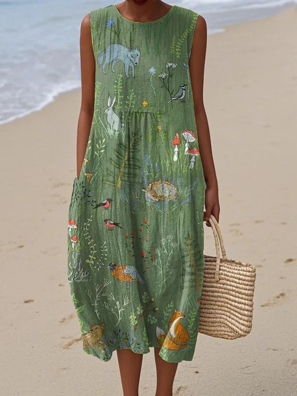 Helena - Vestito Midi Stampato Foresta