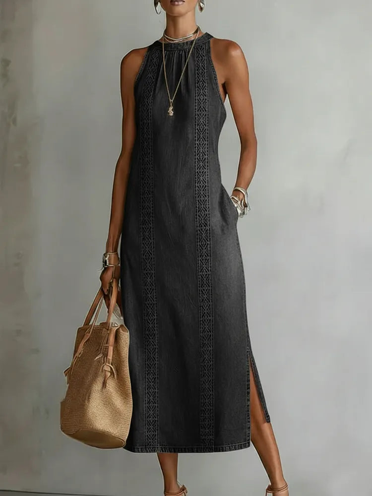 Julia™ | Vestito in Denim con Pizzo Retro