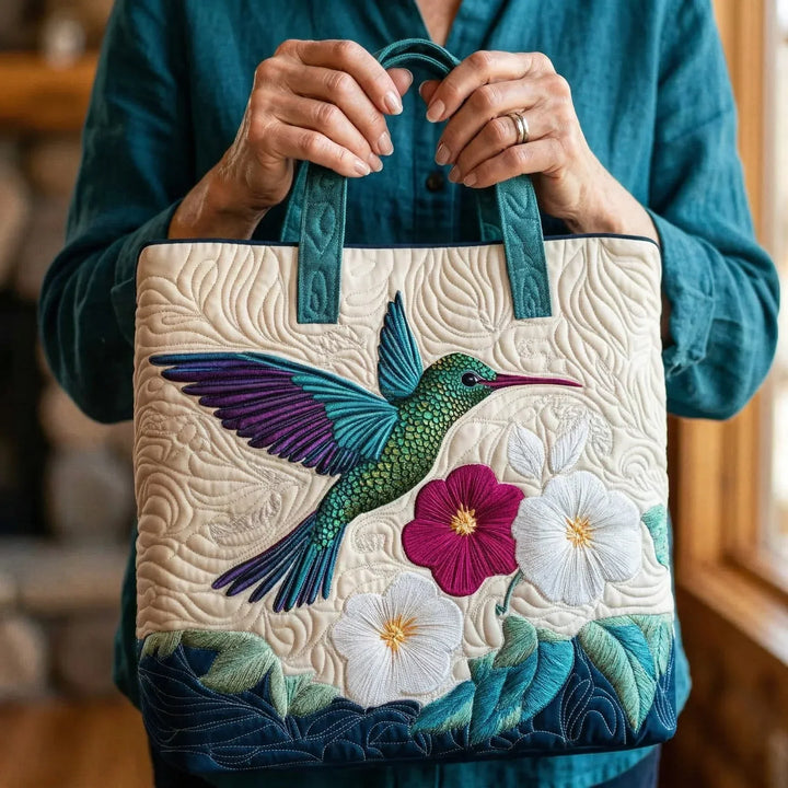 Borsa Artigianale - Colibrì e Fiore Bianco