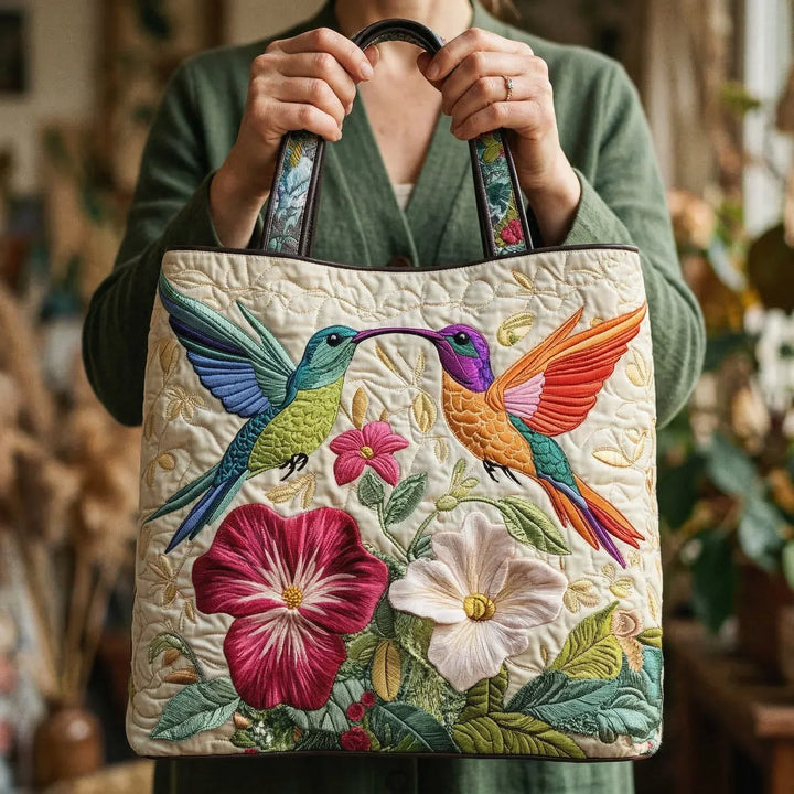 Borsa Artigianale - Colibrì e Fiori Bianchi