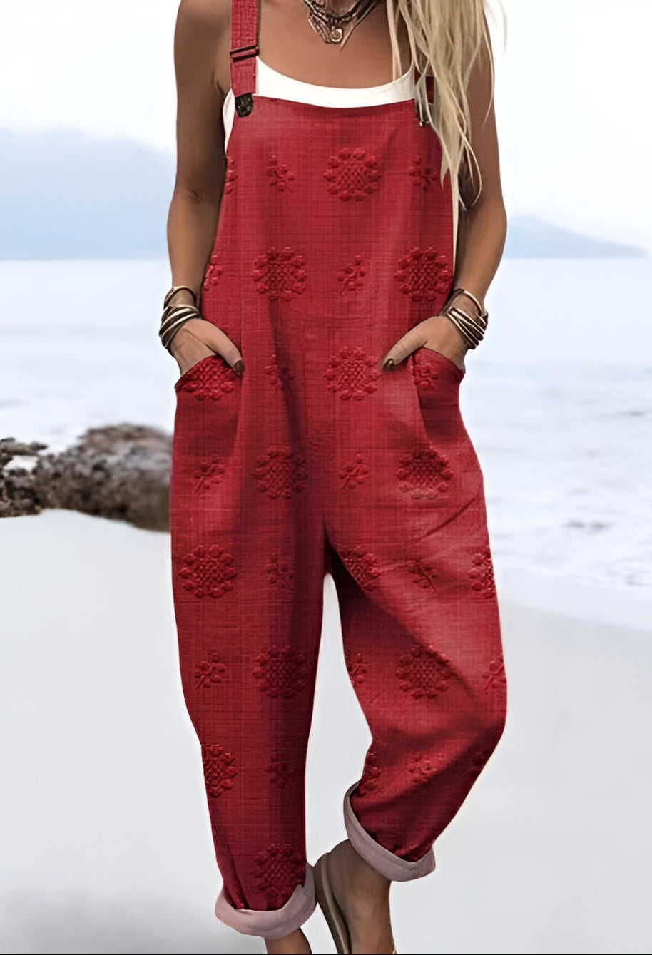 Lynn | Pantaloni con bretelle e stampa palissandro