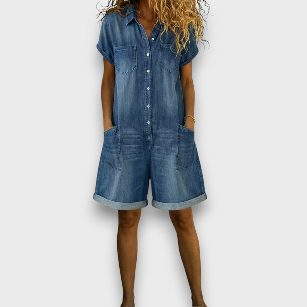 Joan™ | Pantaloni Corti in Cotone Effetto Denim
