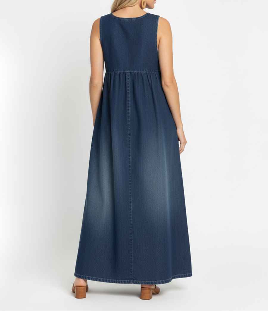 Karen™ | Vestito Maxi in Denim Lavato Vintage