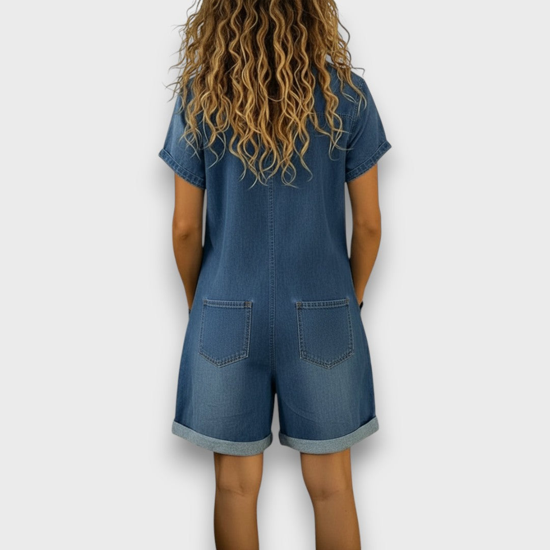 Joan™ | Pantaloni Corti in Cotone Effetto Denim
