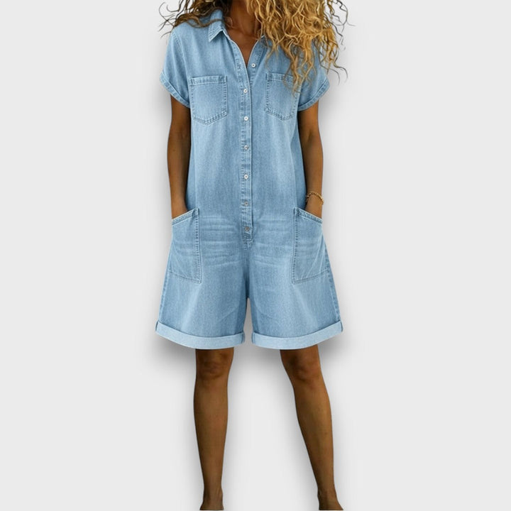 Joan™ | Pantaloni Corti in Cotone Effetto Denim
