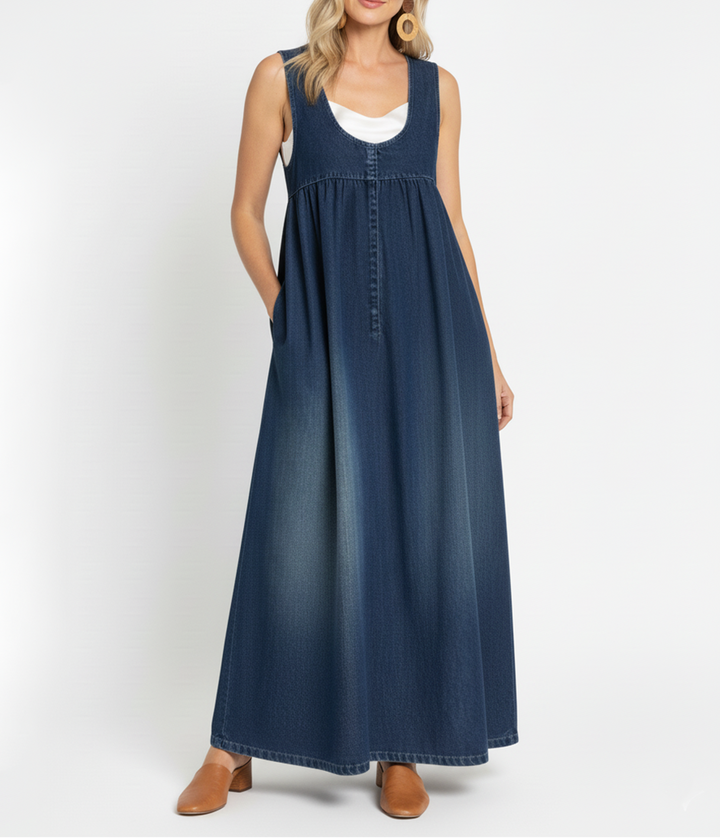 Karen™ | Vestito Maxi in Denim Lavato Vintage