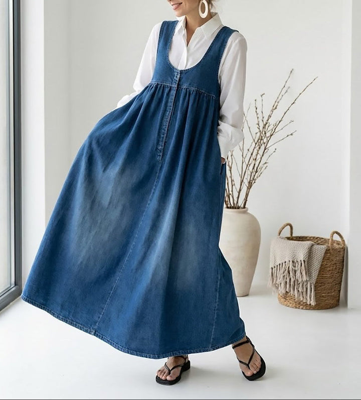 Karen™ | Vestito Maxi in Denim Lavato Vintage