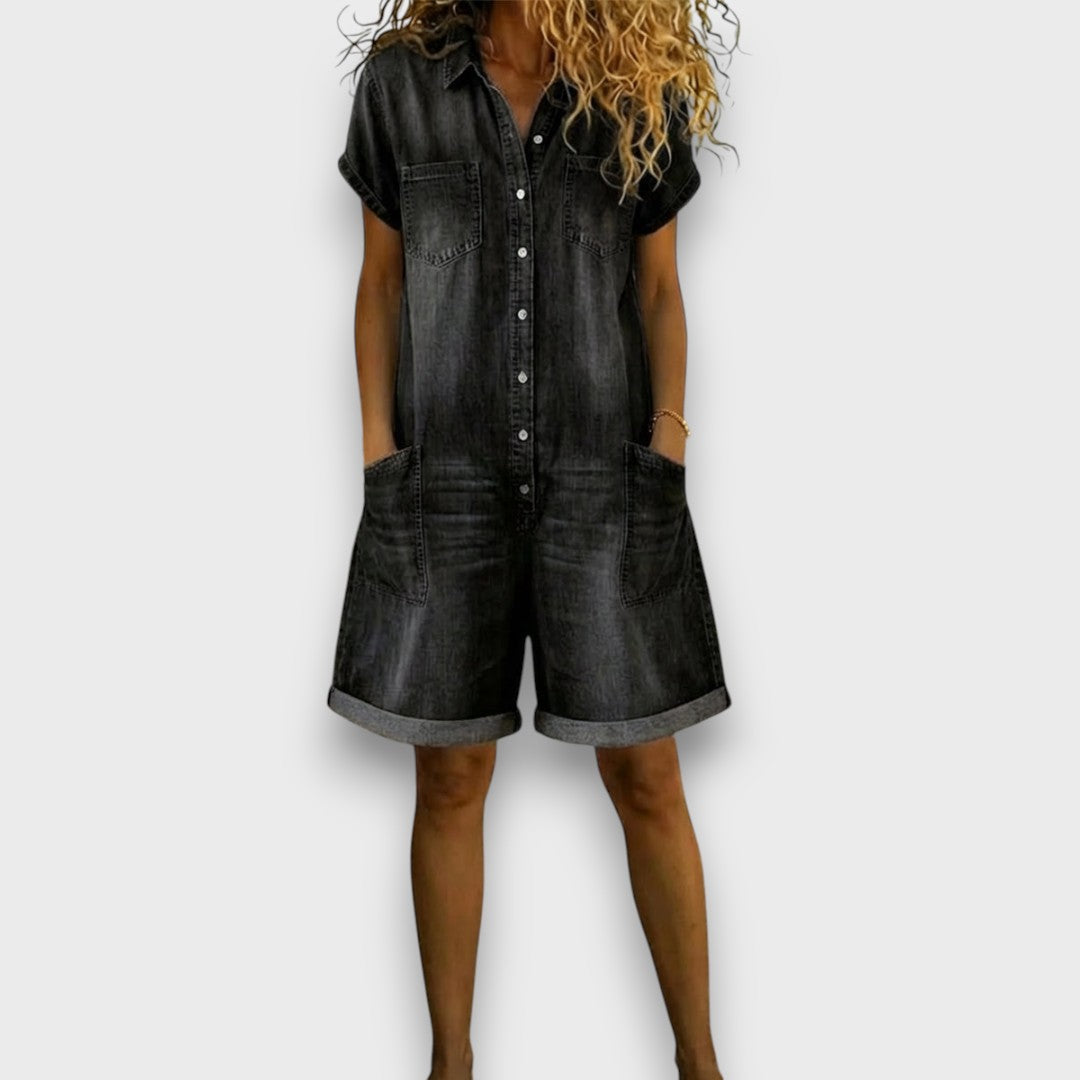 Joan™ | Pantaloni Corti in Cotone Effetto Denim