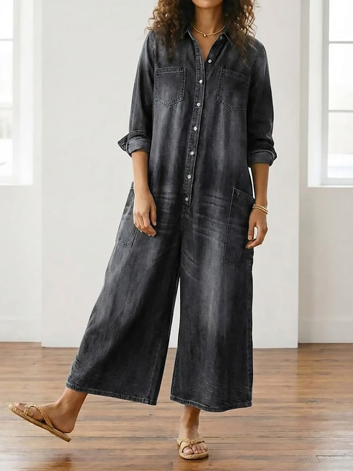 Diana™ | Salopette in Denim Vintage con Bottoni