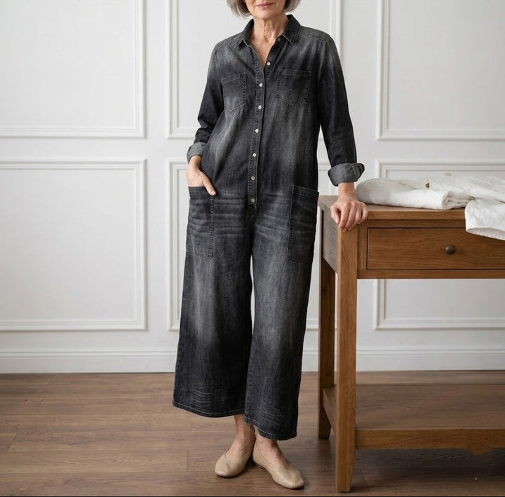 Diana™ | Salopette in Denim Vintage con Bottoni